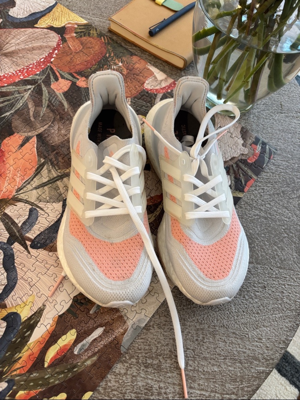 adidas Women's Sneakers White with Pink Accent - Picture 2 of 6